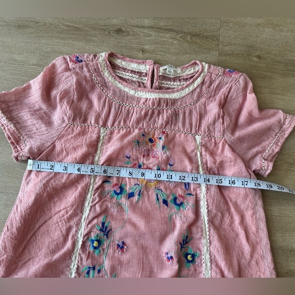 Umgee Pink Short Sleeve Embroidered Mini Dress Size S Spring Floral - Picture 7 of 10